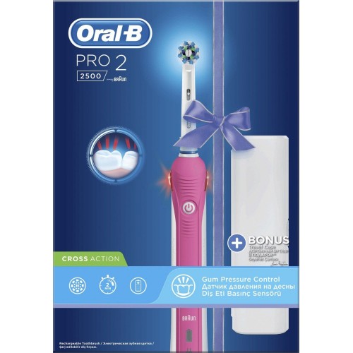 Oral-B Pro 2 2500 3D White Pink + Travel Case