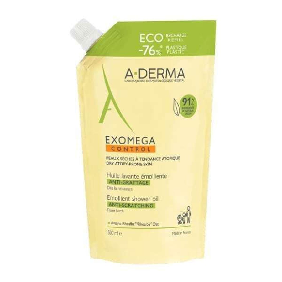 A-Derma Exomega Control Emollient Shower Oil Eco Refill, 500ml