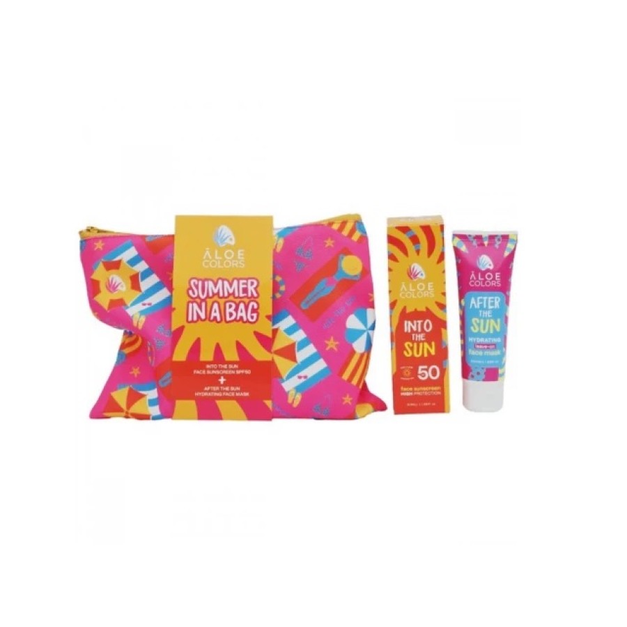 Aloe Colors Summer in A Bag Into the Sun Sunscreen SPF50+,50ml. + After Sun Hydrating Face Mask 50ml.