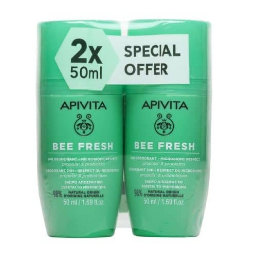 Apivita Bee Fresh Promo 24hrs Deodorant 2x50ml. Apivita Bee Fresh Promo 24hrs Deodorant 2x50ml.