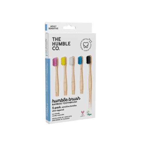 Humble Brush Bamboo Adult Sensitive Toothbrush 5-Pack