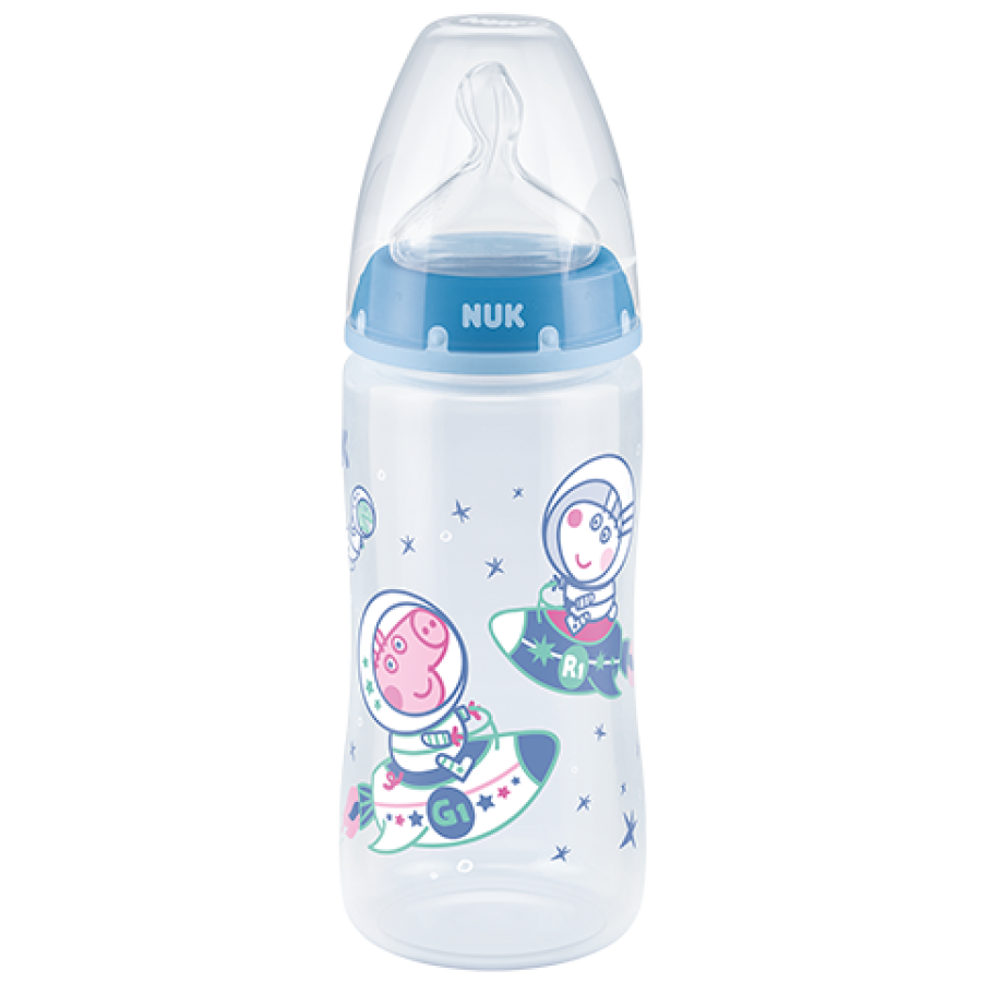 Μπιμπερό Nuk First Choice Plus Peppa Pig Μπλε Χρώμα, με Δείκτη Ελέγχου Θερμοκρασίας 300ml