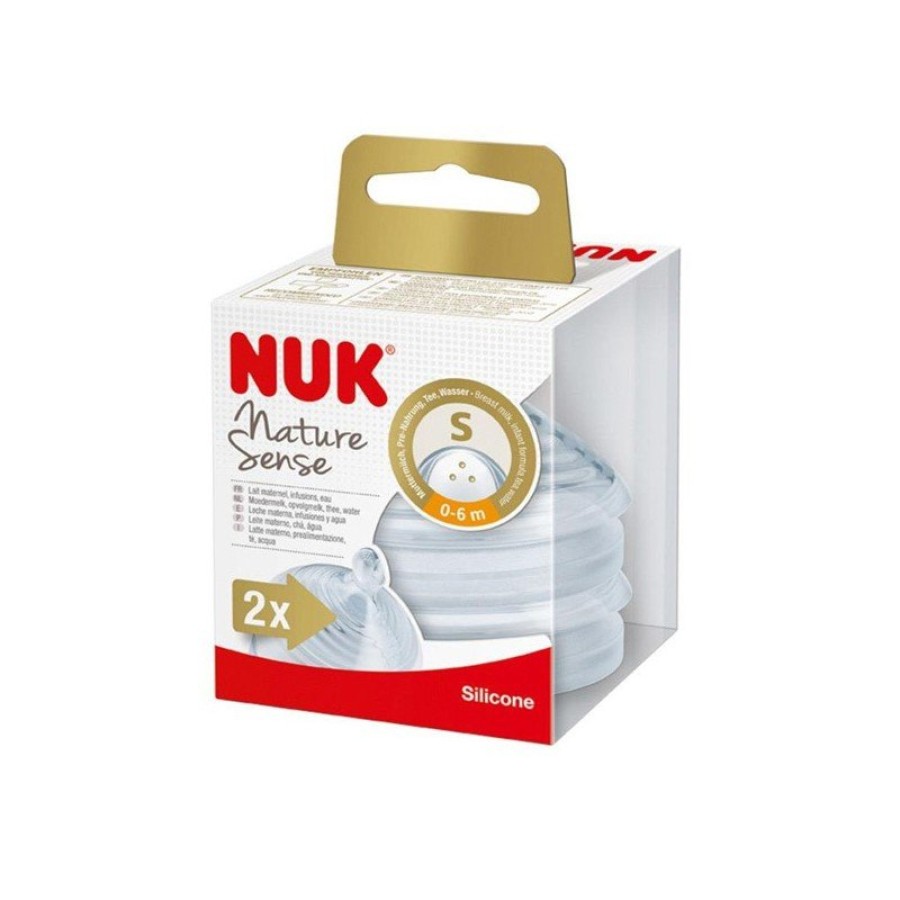 Nuk Nature Sense Θηλή Σιλικόνης 0-6 Μηνών Μεσαία Οπή 2τμχ