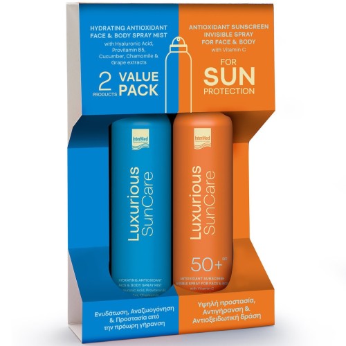     Luxurious Suncare Value Pack SPF50+ Antioxidant Spray 200ml.+ Luxurious Suncare Hydrating Antioxidant Spray Mist 200ml.