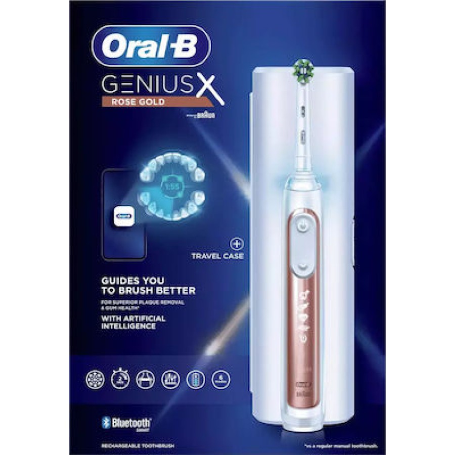 Oral-B Genius x Rose Gold Ηλεκτρική Οδοντόβουρτσα + Θήκη Ταξιδίου