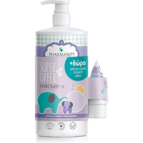 Pharmasept Promo Pack Baby Care Baby Mild Bath 1lt & ΔΩΡΟ Tol Velvet Baby Extra Calm Cream 40ml