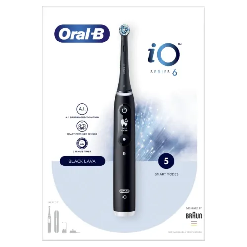 Oral-B iQ Series 6 Magnetic Black Ηλεκτρική Οδοντόβουρτσα Μαύρη 1τμχ
