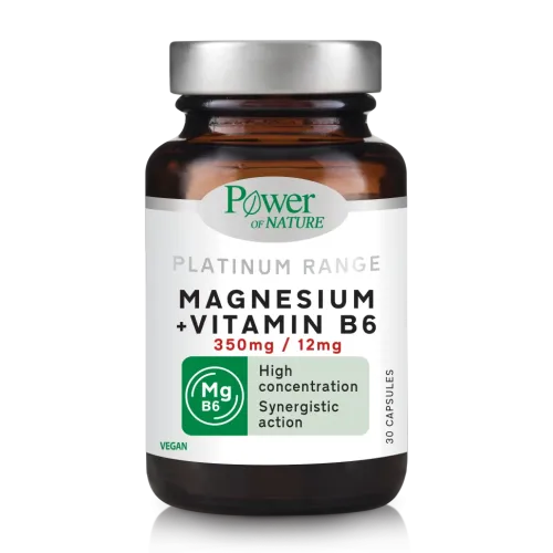 Power Of Nature Platinum Range Magnesium 350mg + Vitamin B6 12mg 30Caps