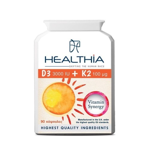Healthia D3 3000IU + K2 100mcg 90Caps