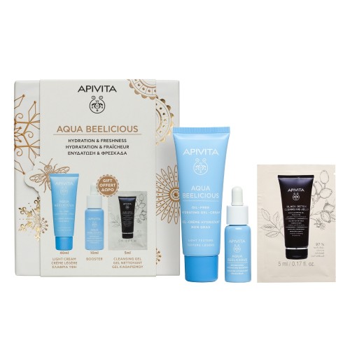 Apivita Aqua Beelicious Set Promo Hydration Light Cream 40ml. + Booster 10ml. + Cleansing Gel 5ml.
