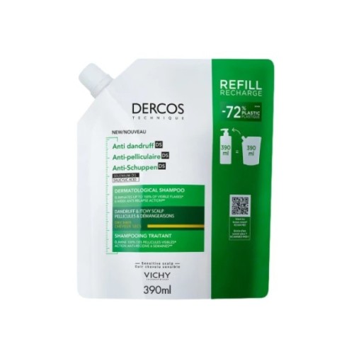 Vichy Dercos Anti-Dandruff Shampoo DS for Dry Hair Refill, 390ml